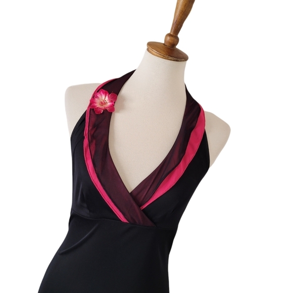 Vintage 80's Does The 40's Black and Neon Pink Lolita High Low Dress‎ - Picture 4 of 6